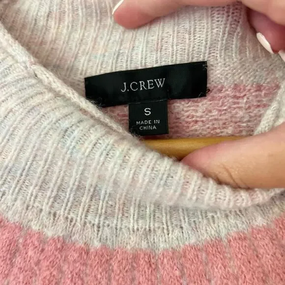 Jcrew Women's Pink and Orange Mock Neck Pattern Sweater - Picture 2 of 4